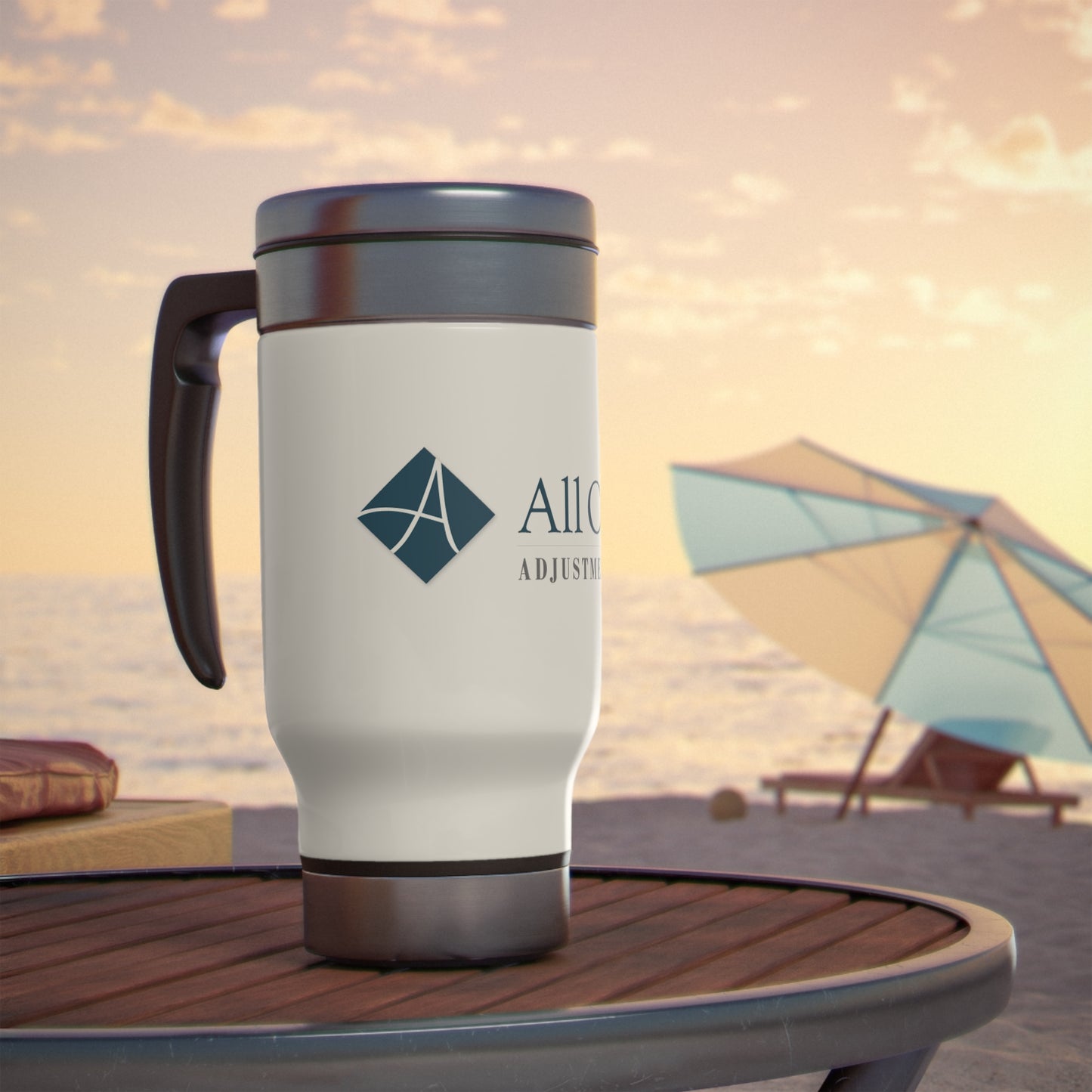 All Claims Stainless Steel Travel Mug with Handle, 14oz